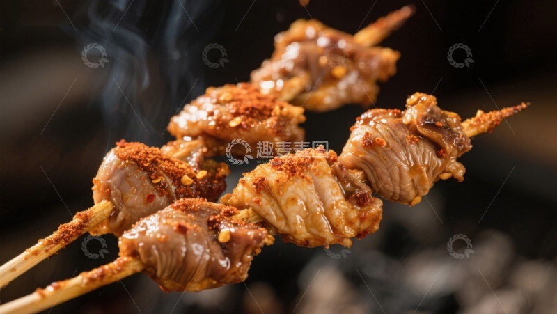 高清大图下载【趣麦麦图】香辣烤串热气腾腾