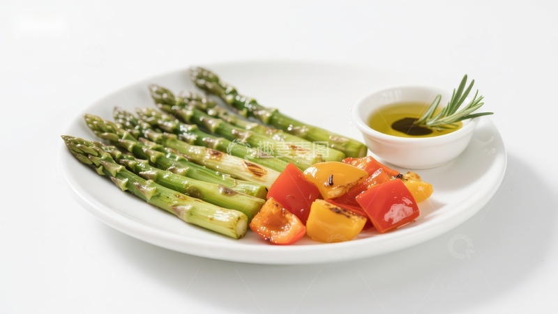 高清大图下载【趣麦麦图】烤芦笋配彩椒和橄榄油