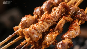 香辣鱿鱼串，诱人美味烧烤