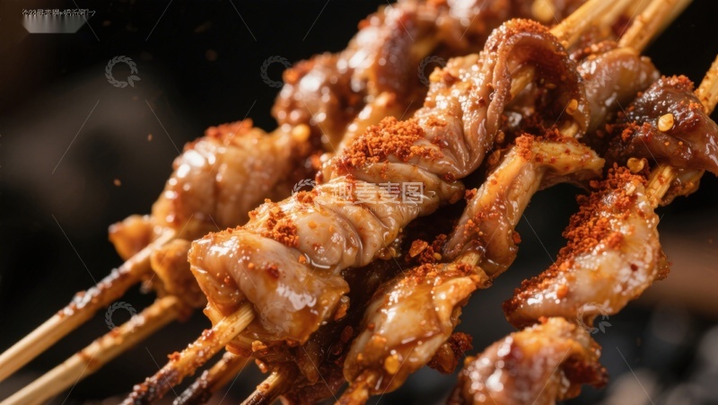 高清大图下载【趣麦麦图】香辣鱿鱼串，诱人美味烧烤