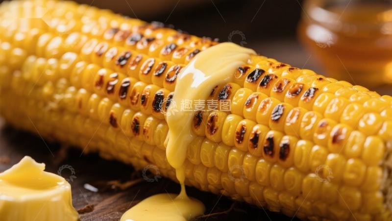 高清大图下载【趣麦麦图】烤玉米配黄油，美味诱人