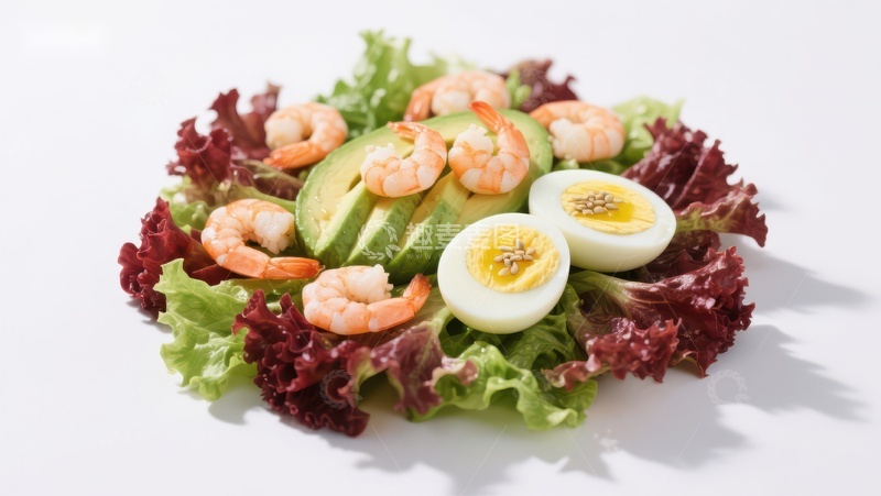 高清大图下载【趣麦麦图】虾仁鸡蛋沙拉配牛油果