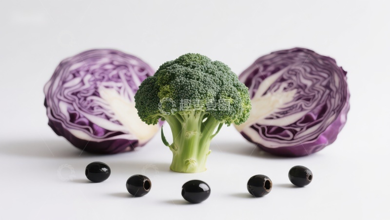高清大图下载【趣麦麦图】紫甘蓝与西兰花的静物组合
