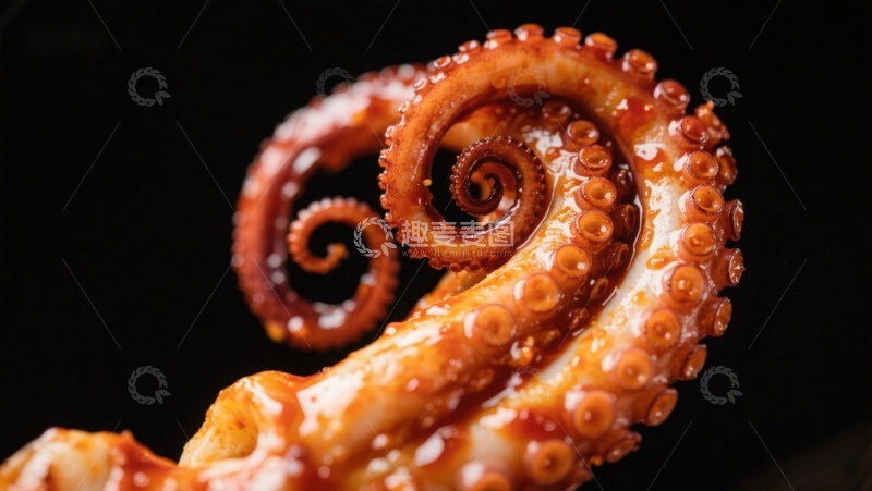 高清大图下载【趣麦麦图】特写章鱼触手，细节纹理清晰