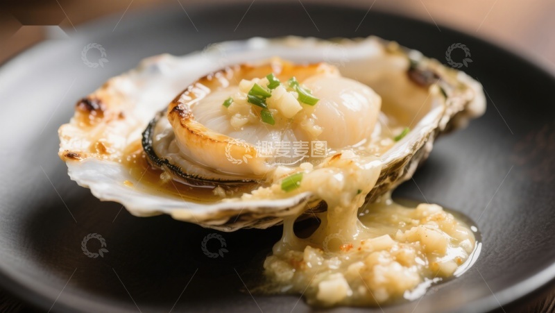高清大图下载【趣麦麦图】蒜蓉烤生蚝，美味海鲜佳肴