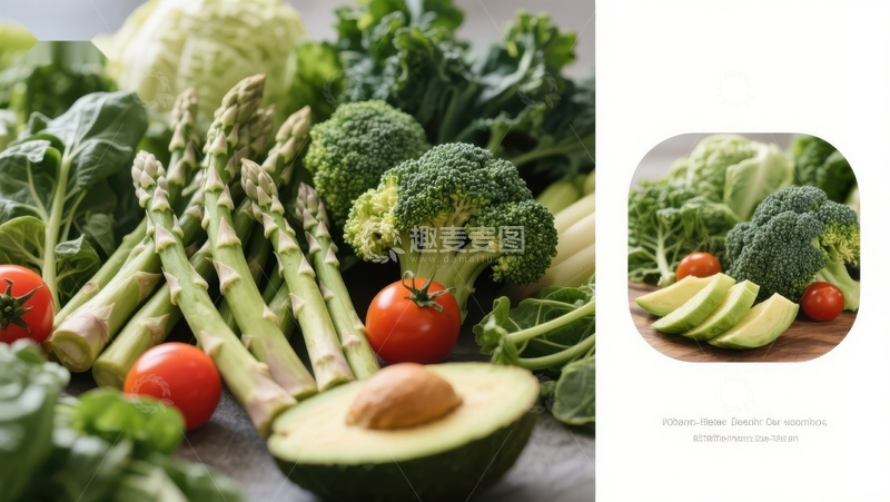 高清大图下载【趣麦麦图】新鲜蔬菜与水果的健康组合