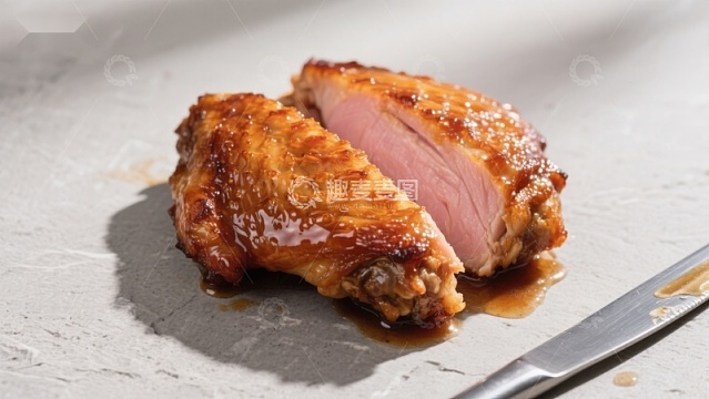 烤鸭胸肉切片特写