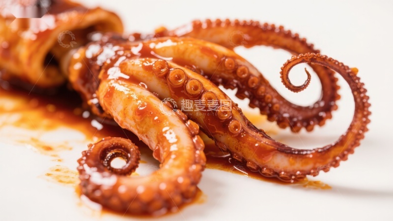 高清大图下载【趣麦麦图】酱汁淋漓的章鱼触手特写