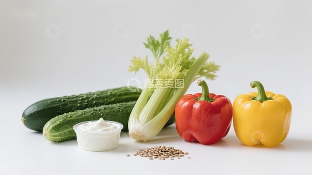 新鲜蔬菜与调味品组合