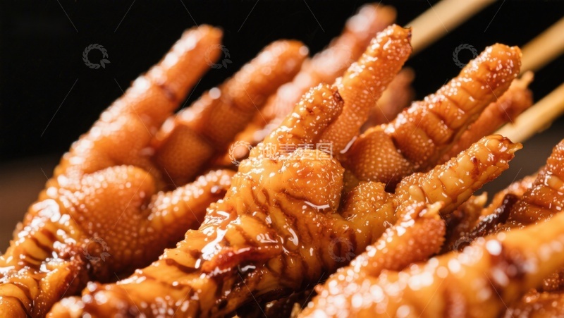 高清大图下载【趣麦麦图】美味烤鸡爪串特写