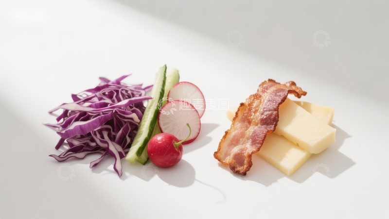 高清大图下载【趣麦麦图】新鲜蔬菜与培根奶酪组合