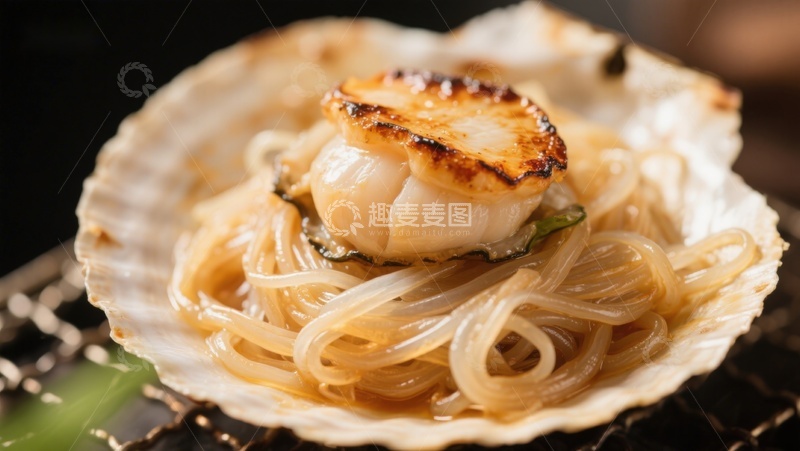 高清大图下载【趣麦麦图】扇贝搭配粉丝的精致料理