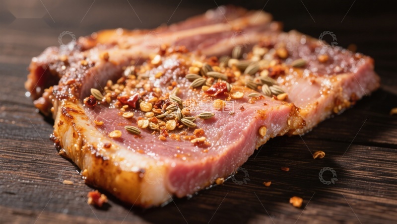 高清大图下载【趣麦麦图】香料腌制的肉排特写