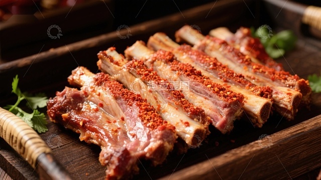 香辣腌制排骨，诱人美味