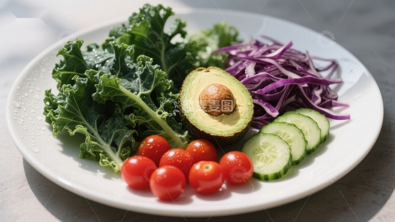 高清大图下载【趣麦麦图】新鲜蔬菜沙拉盘