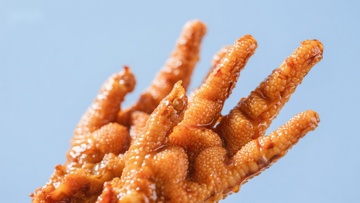 金黄色炸鸡爪特写