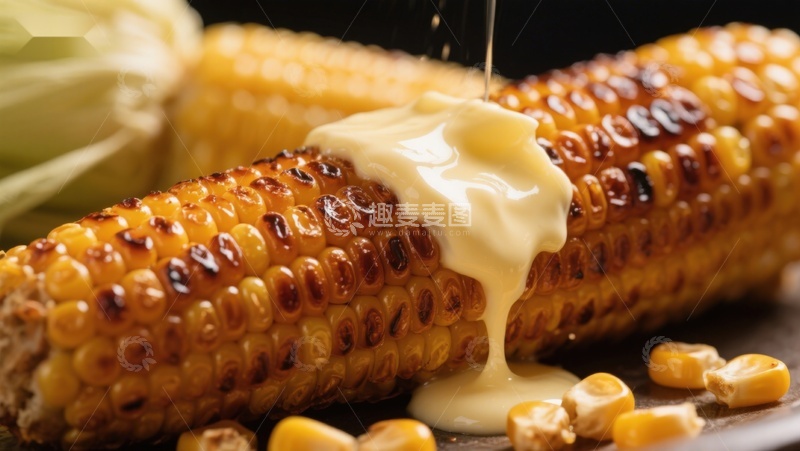 高清大图下载【趣麦麦图】烤玉米淋上奶油酱