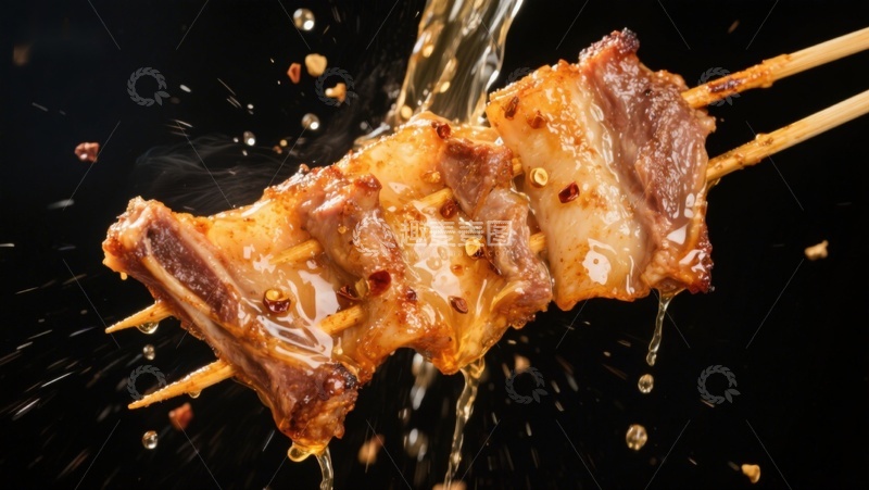 高清大图下载【趣麦麦图】烤肉串上的美味羊排