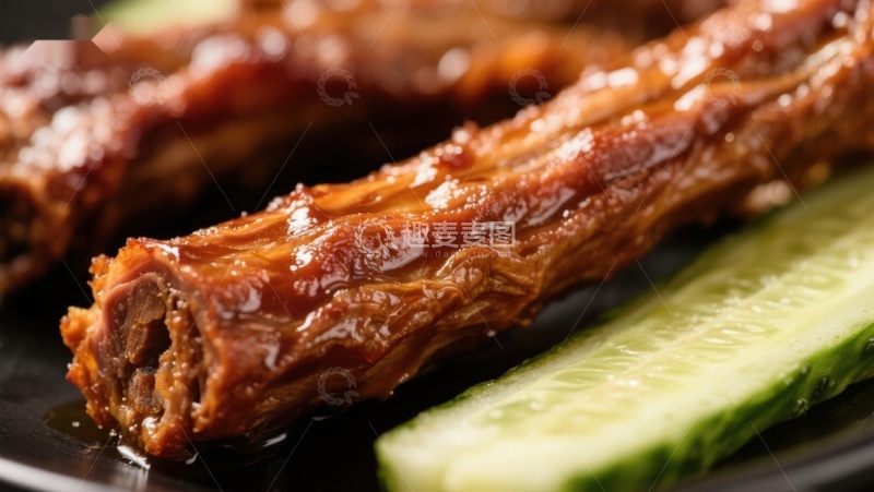 高清大图下载【趣麦麦图】酱鸭翅与黄瓜片的美味组合