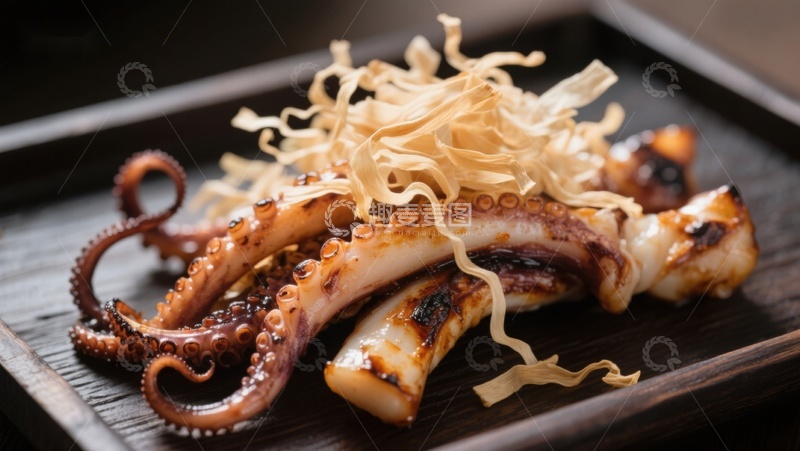 高清大图下载【趣麦麦图】烤章鱼配炸洋葱丝