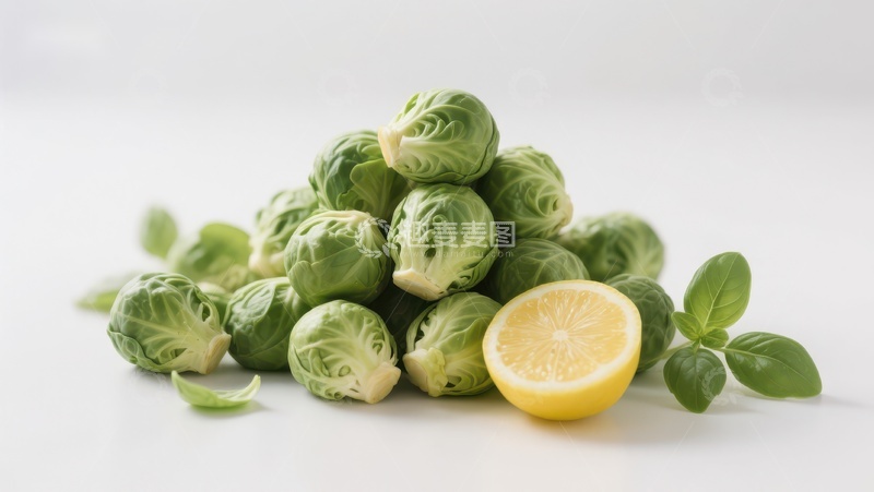 高清大图下载【趣麦麦图】新鲜抱子甘蓝与柠檬
