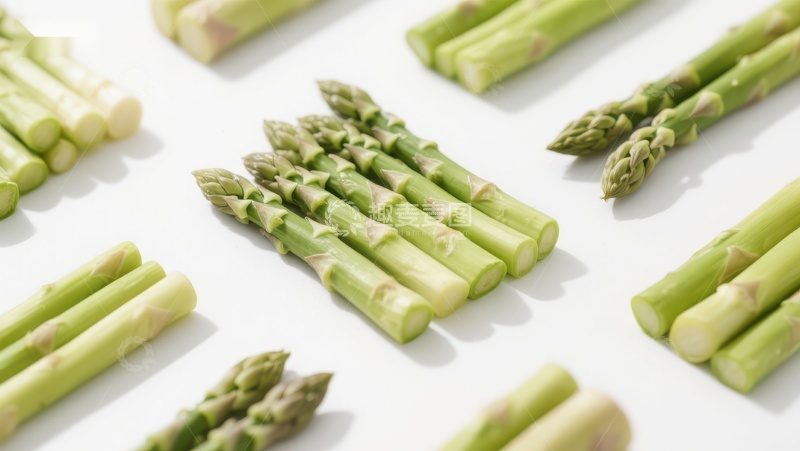 高清大图下载【趣麦麦图】新鲜绿色芦笋整齐排列