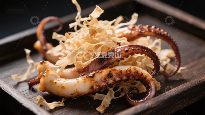 高清大图下载【趣麦麦图】烤章鱼搭配脆炸洋葱丝