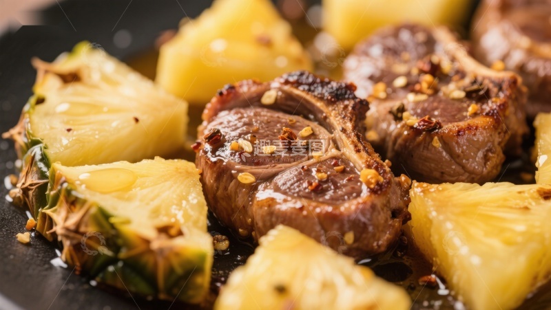 高清大图下载【趣麦麦图】香煎排骨配菠萝