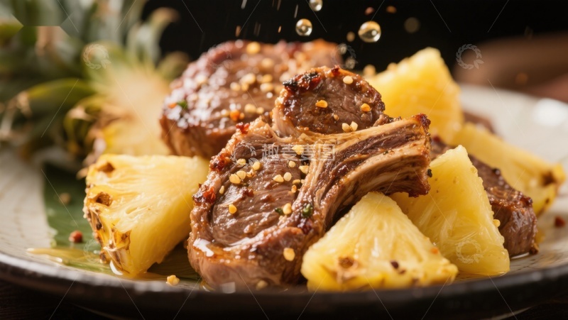 香辣排骨配菠萝