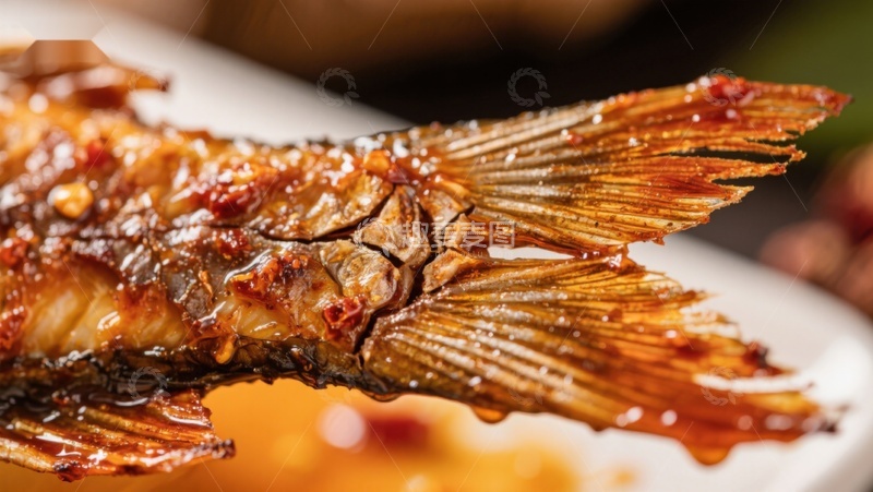 高清大图下载【趣麦麦图】香辣烤鱼尾特写