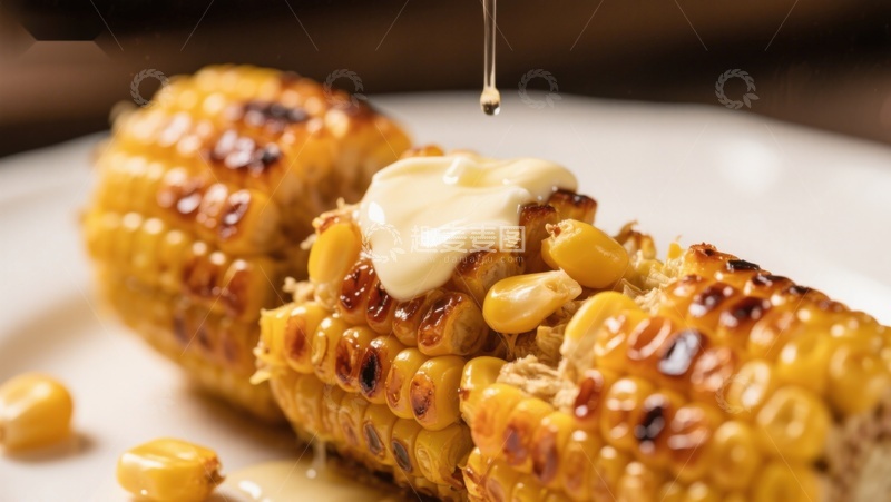 高清大图下载【趣麦麦图】烤玉米配奶油酱，美味诱人