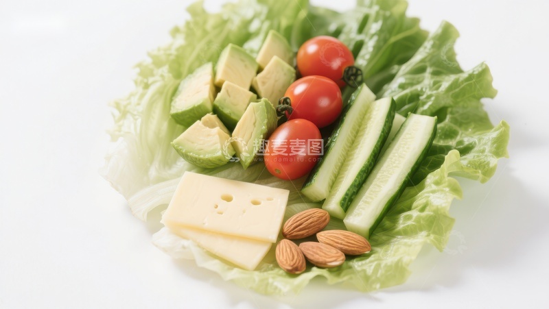 高清大图下载【趣麦麦图】新鲜蔬菜与奶酪坚果沙拉
