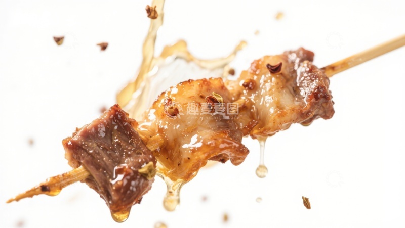 高清大图下载【趣麦麦图】酱汁飞溅的烤肉串特写