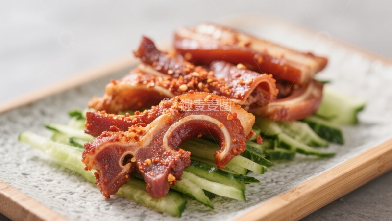 高清大图下载【趣麦麦图】香辣猪耳配黄瓜丝
