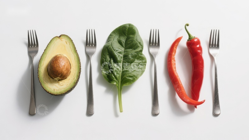 高清大图下载【趣麦麦图】叉子与果蔬的排列艺术