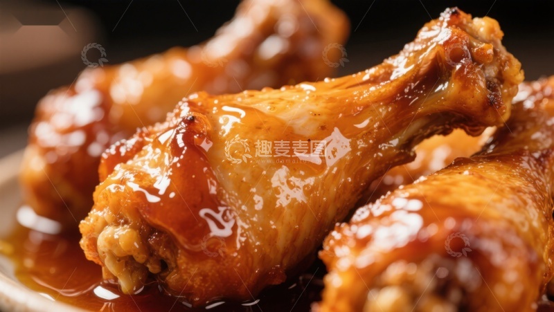 高清大图下载【趣麦麦图】美味烤鸡腿，酱汁浓郁诱人