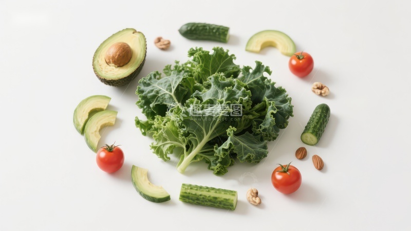高清大图下载【趣麦麦图】新鲜蔬菜与坚果的健康组合