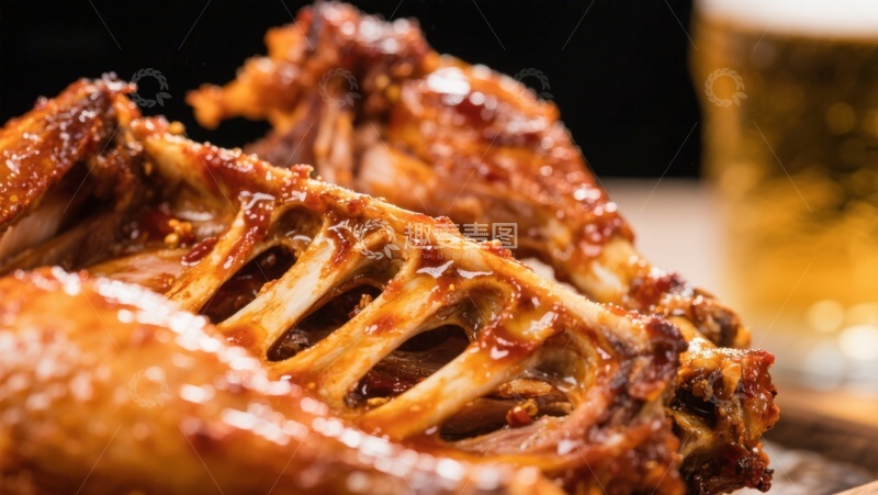高清大图下载【趣麦麦图】美味烤肋骨配啤酒