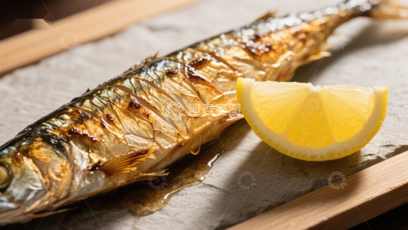 高清大图下载【趣麦麦图】烤鱼配柠檬片