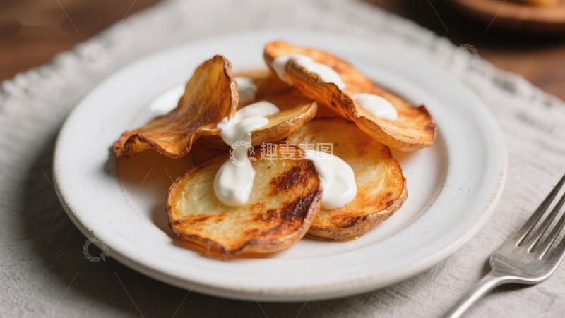 高清大图下载【趣麦麦图】-脆烤土豆片配酸奶油