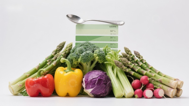 高清大图下载【趣麦麦图】新鲜蔬菜堆与营养标签