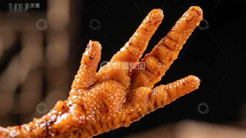 高清大图下载【趣麦麦图】美味鸡爪特写，色泽诱人