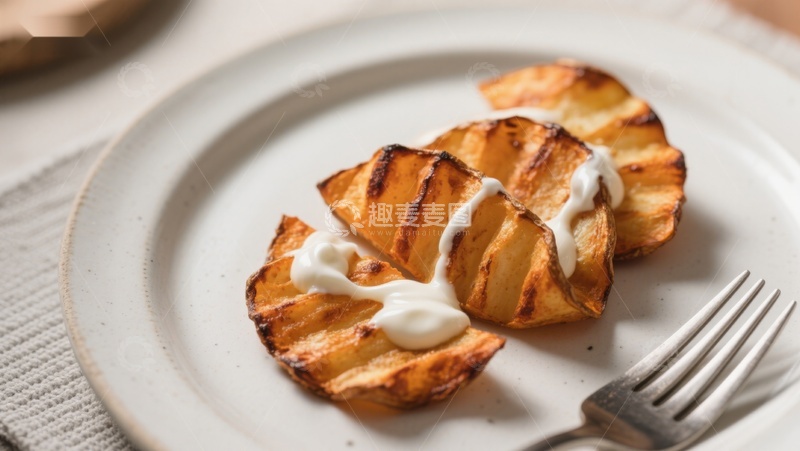 高清大图下载【趣麦麦图】烤土豆片配酸奶油