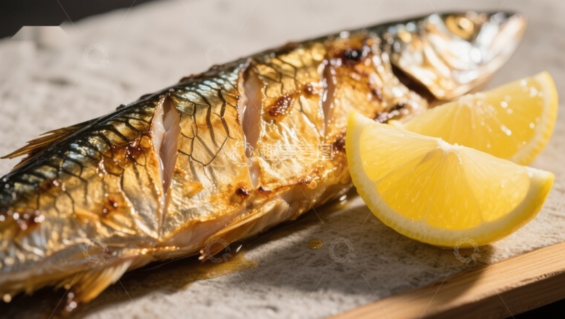 高清大图下载【趣麦麦图】烤鱼配柠檬片