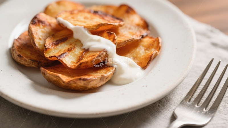 高清大图下载【趣麦麦图】烤土豆片配酸奶油