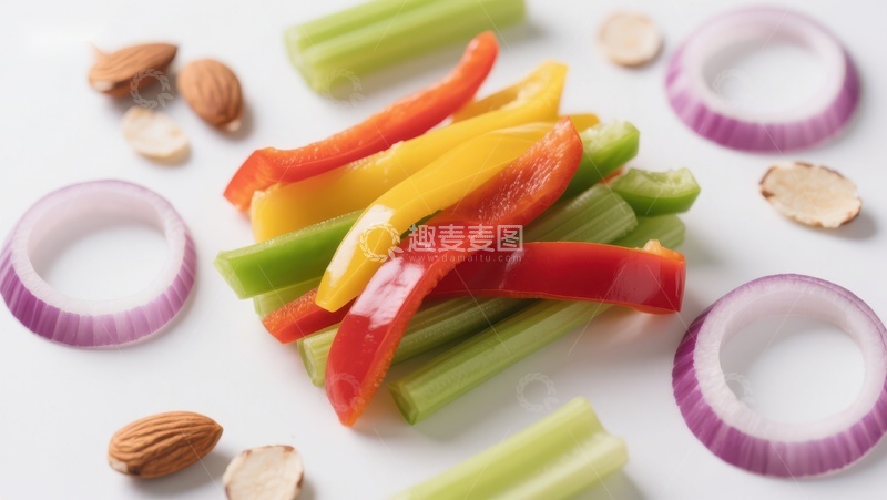 高清大图下载【趣麦麦图】新鲜蔬菜与坚果的健康组合