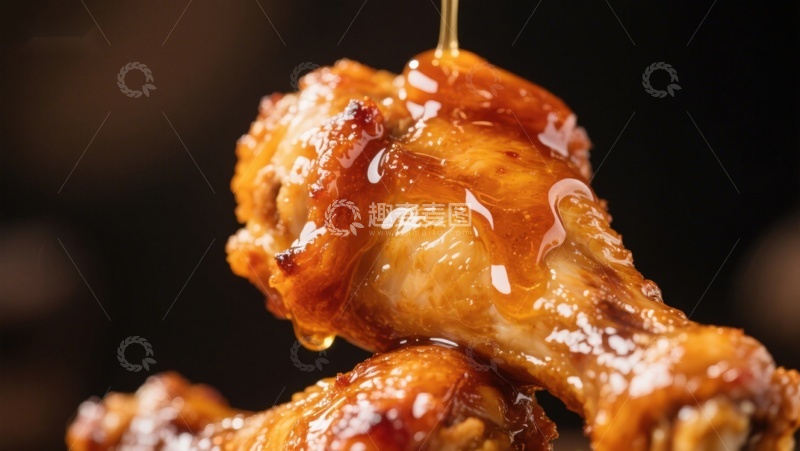 高清大图下载【趣麦麦图】蜂蜜淋鸡翅，诱人美味