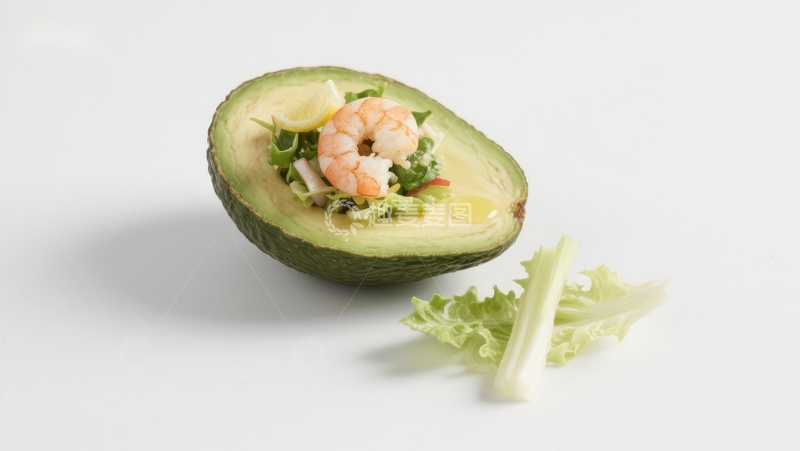 高清大图下载【趣麦麦图】虾仁牛油果沙拉创意摆盘
