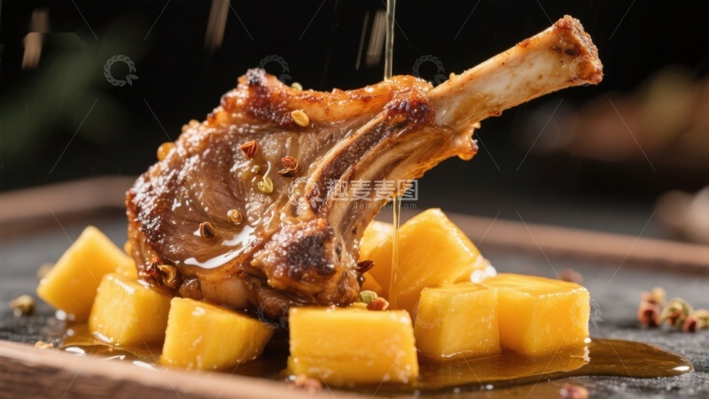 高清大图下载【趣麦麦图】香煎羊排配南瓜块