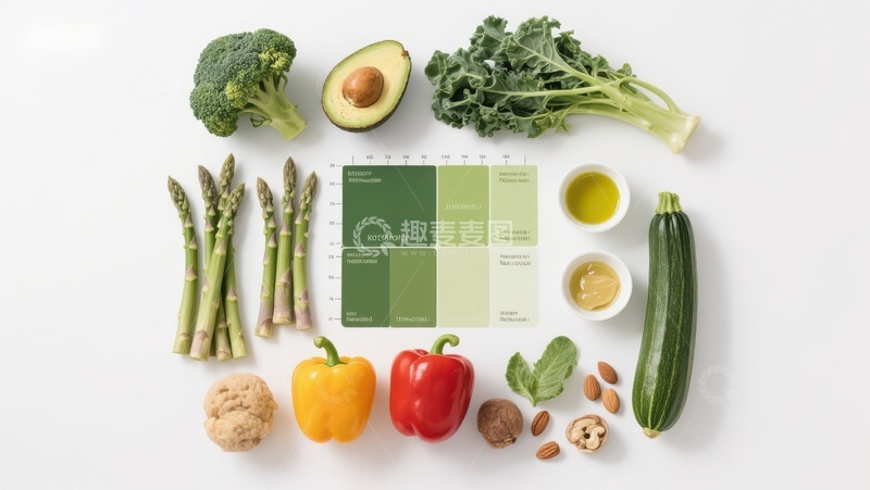 高清大图下载【趣麦麦图】新鲜蔬菜与营养图表展示